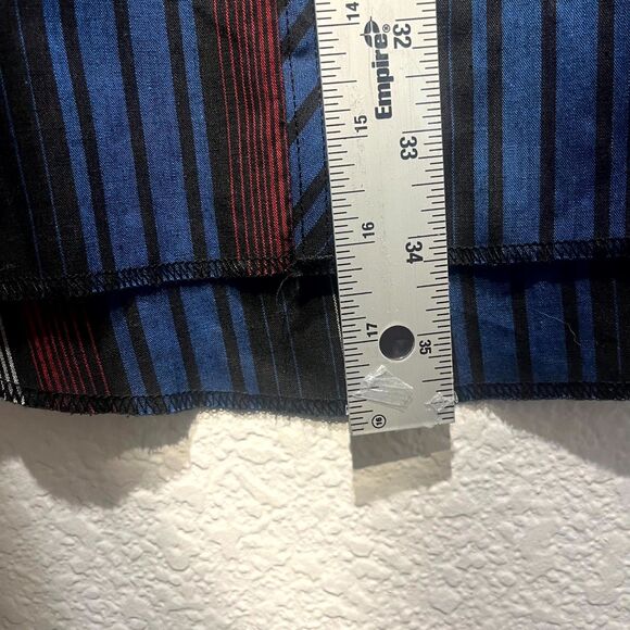 Wrangler Western Dress Shirt Mens 17.5 Multicolor Striped Cotton Pearl Snap Blue - Picture 10 of 12